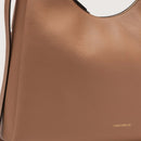 Double Grainy Leather Handbag - Skin/orange