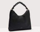 Double Grainy Leather Handbag - Black/brown