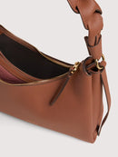 Double Grainy Leather Handbag - Noir/cognac
