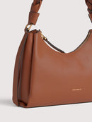 Double Grainy Leather Handbag - Noir/cognac