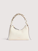 Double Grainy Leather Handbag - Pearl/cognac