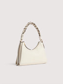 Double Grainy Leather Handbag - Pearl/cognac