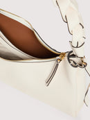 Double Grainy Leather Handbag - Pearl/cognac