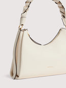 Double Grainy Leather Handbag - Pearl/cognac