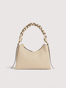 Double Grainy Leather Handbag - Sandshell/seagrass