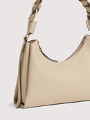 Double Grainy Leather Handbag - Sandshell/seagrass