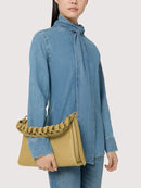 Double Grainy Leather Handbag - Seagrass/sandshell