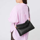 Double Grainy Leather Handbag  Medium - Black/brown