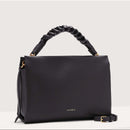 Double Grainy Leather Handbag  Medium - Black/brown