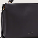 Double Grainy Leather Handbag  Medium - Black/brown