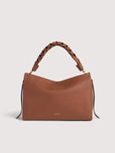Double Grainy Leather Handbag - Noir/cognac