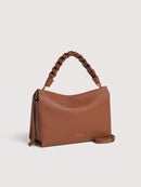 Double Grainy Leather Handbag - Noir/cognac