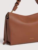 Double Grainy Leather Handbag - Noir/cognac