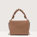 Double Grainy Leather Handbag Small - Skin/orange