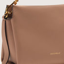 Double Grainy Leather Handbag Small - Skin/orange