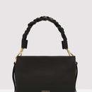 Double Grainy Leather Handbag - Black/brown