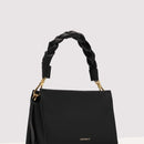 Double Grainy Leather Handbag - Black/brown