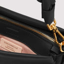 Double Grainy Leather Handbag - Black/brown