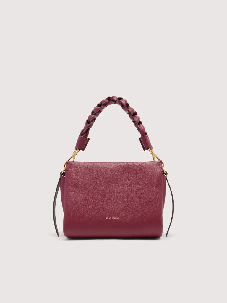 Double Grainy Leather Handbag - Ribes/prune