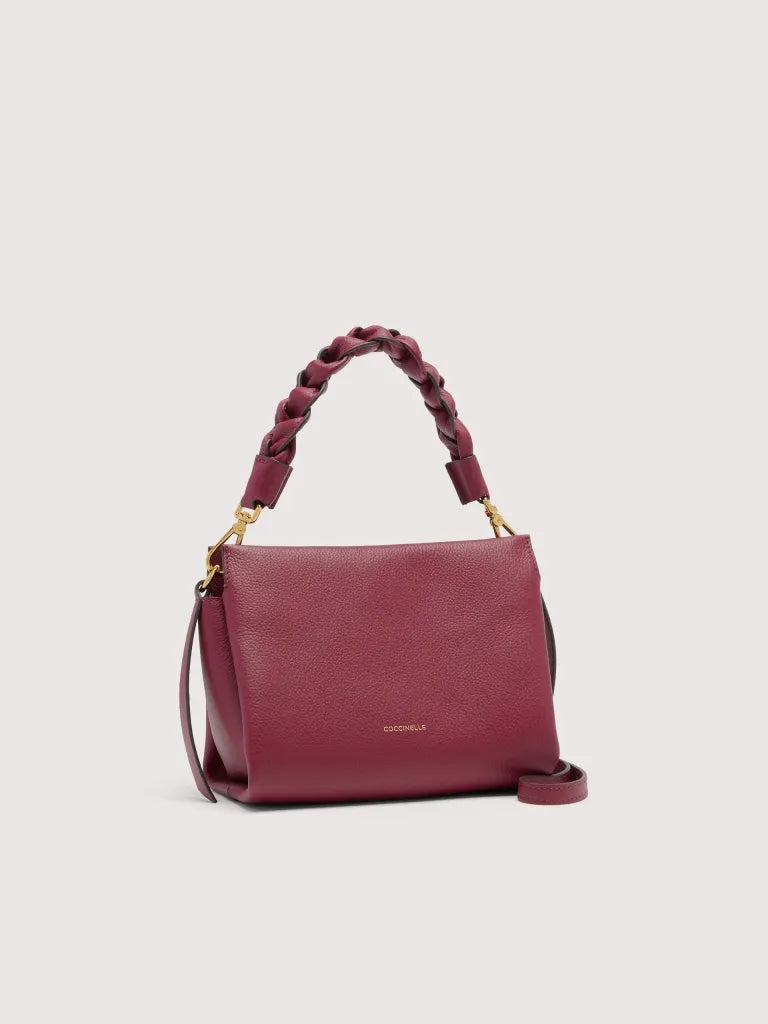 Double Grainy Leather Handbag - Ribes/prune