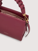 Double Grainy Leather Handbag - Ribes/prune