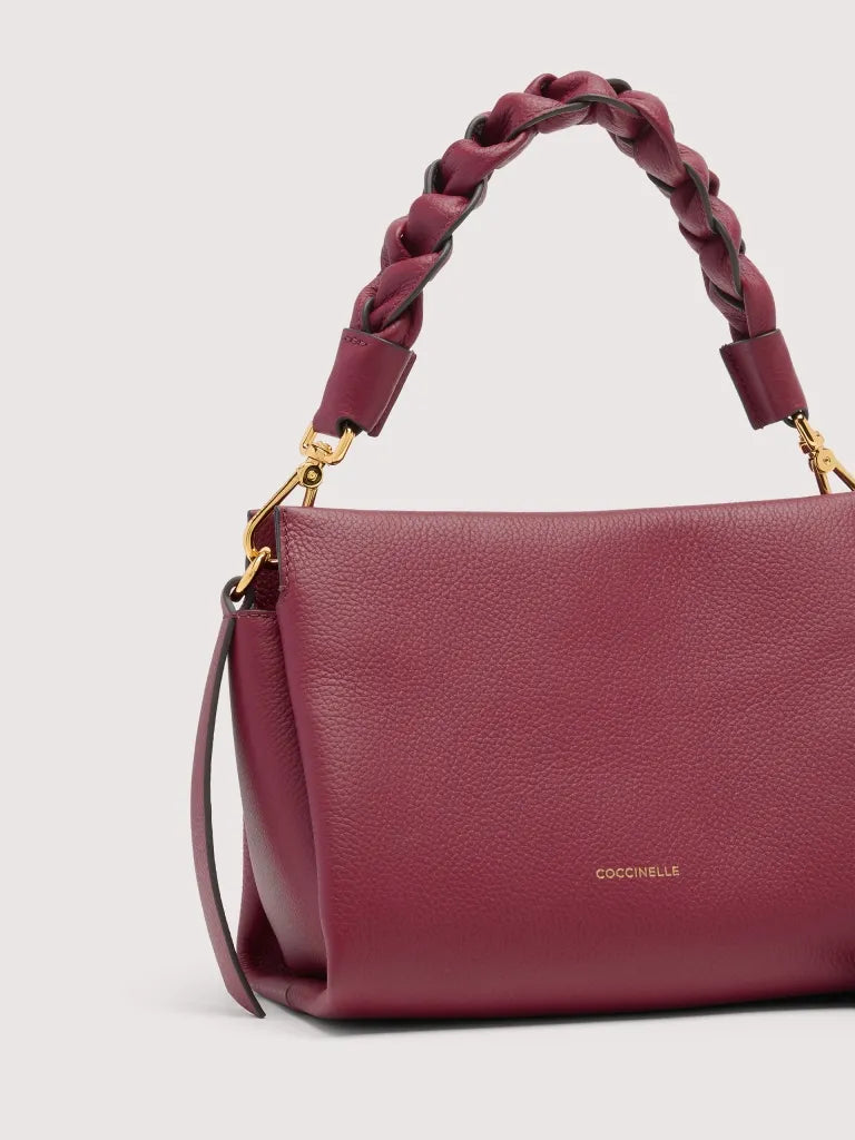 Double Grainy Leather Handbag - Ribes/prune