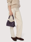 Double Grainy Leather Handbag - Ribes/prune