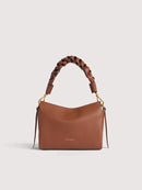 Double Grainy Leather Handbag - Noir/cognac
