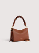 Double Grainy Leather Handbag - Noir/cognac