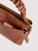 Double Grainy Leather Handbag - Noir/cognac