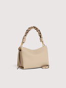 Double Grainy Leather Handbag - Sandshell/seagrass