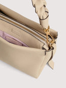 Double Grainy Leather Handbag - Sandshell/seagrass