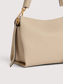 Double Grainy Leather Handbag - Sandshell/seagrass