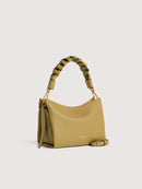 Double Grainy Leather Handbag - Seagrass/sandshell