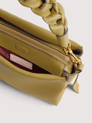 Double Grainy Leather Handbag - Seagrass/sandshell