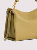 Double Grainy Leather Handbag - Seagrass/sandshell