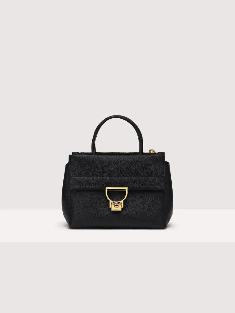 Grained Leather Handbag - Black