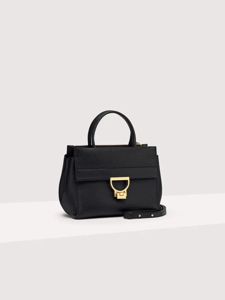 Grained Leather Handbag - Black