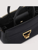 Grained Leather Handbag - Black