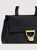Grained Leather Handbag - Black