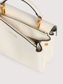 Double Grainy Leather Handbag - Pearl