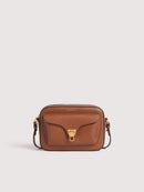 Double Grainy Leather Handbag - Cognac