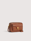 Double Grainy Leather Handbag - Cognac