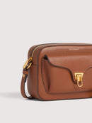 Double Grainy Leather Handbag - Cognac