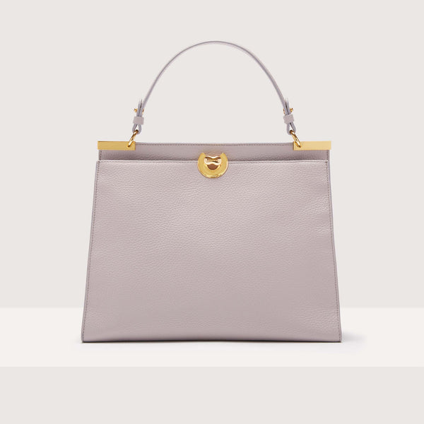 Leather Handbag - Light Grey