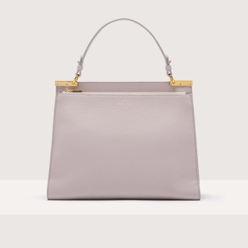 Leather Handbag - Light Grey