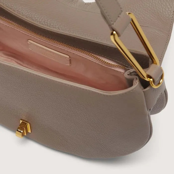Grained Leather Handbag - Taupe