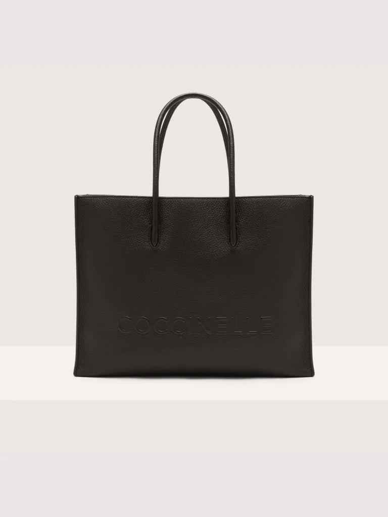 Grained Leather Handbag - Black