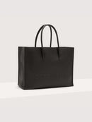 Grained Leather Handbag - Black