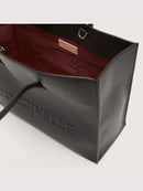 Grained Leather Handbag - Black